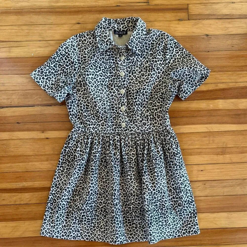 J. Crew A-line Shirt-Dress in Leopard Chino Size 8